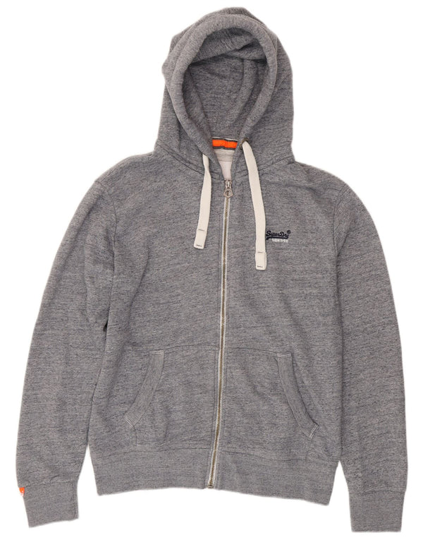 Superdry Mens Zip Hoodie Sweater 2XL Grey Cotton