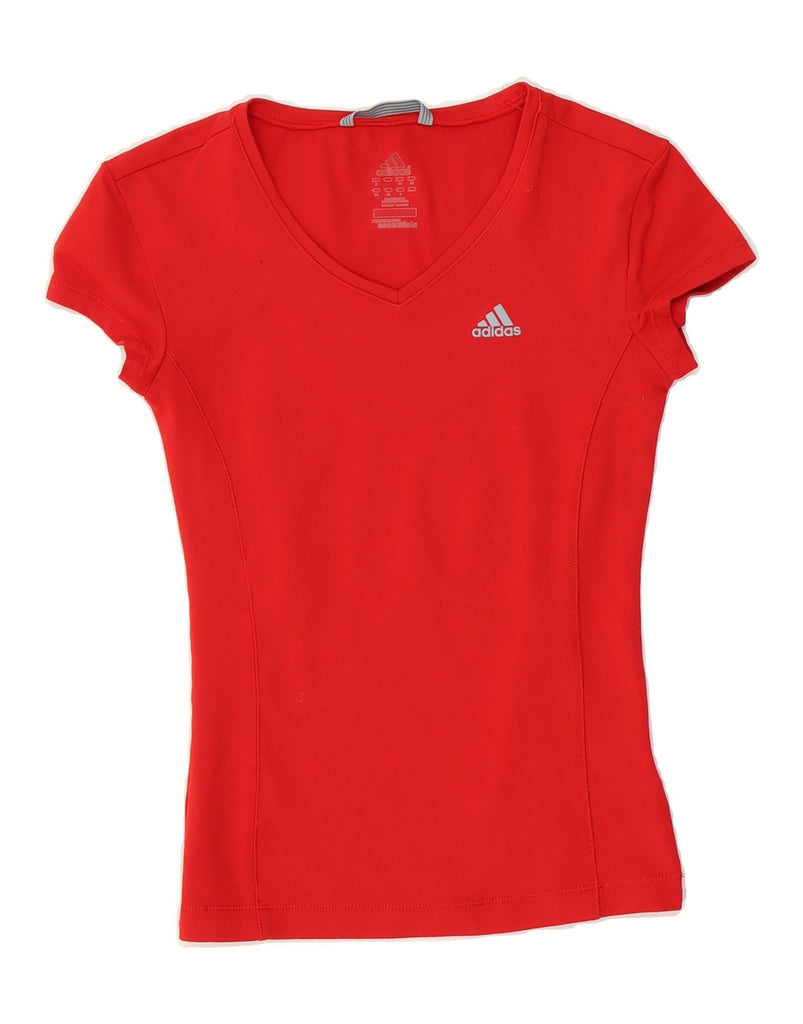ADIDAS Womens Climalite T-Shirt Top UK 8 Small Red Cotton Vintage Adidas and Second-Hand Adidas from Messina Hembry 