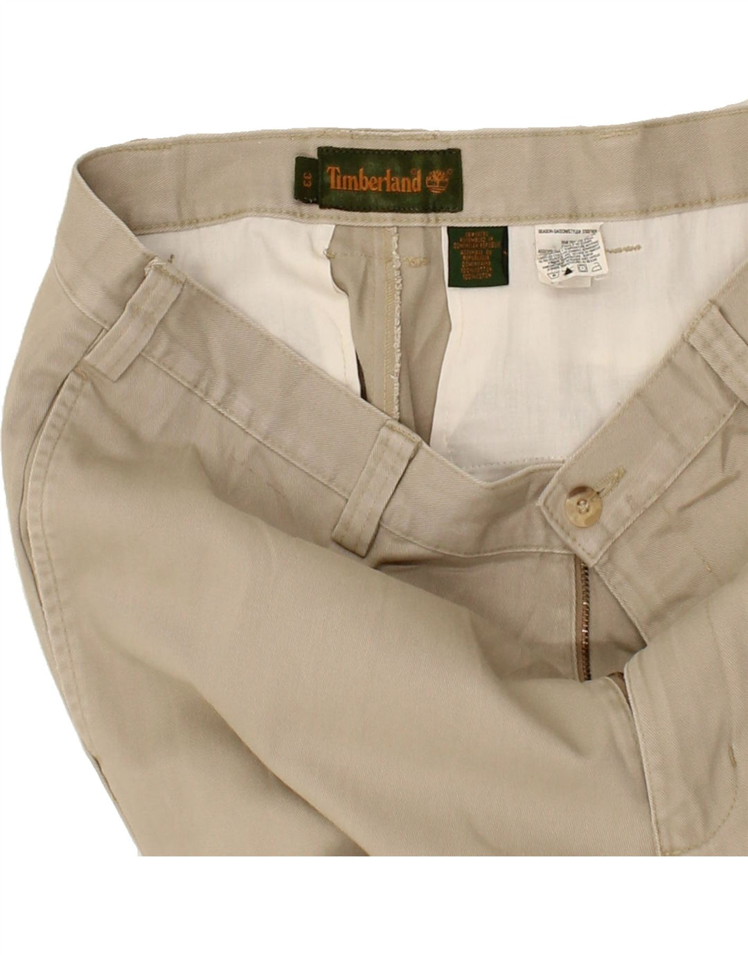 TIMBERLAND Mens Straight Chino Trousers W33 L33 Beige Vintage Timberland and Second-Hand Timberland from Messina Hembry 