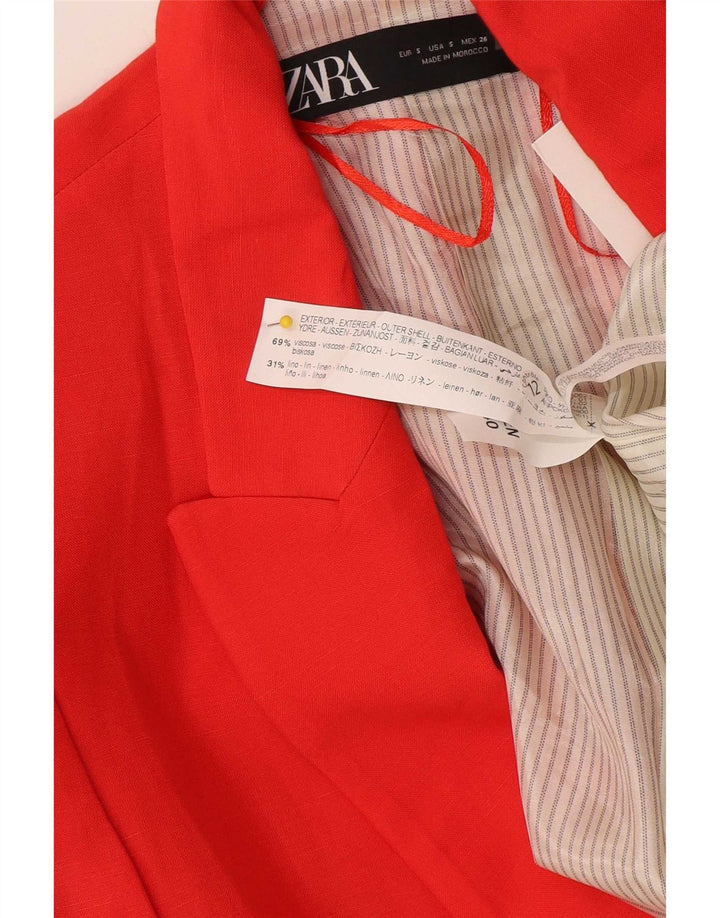 Zara Womens Loose Fit Blazer Jacket UK 10 Small Red Viscose