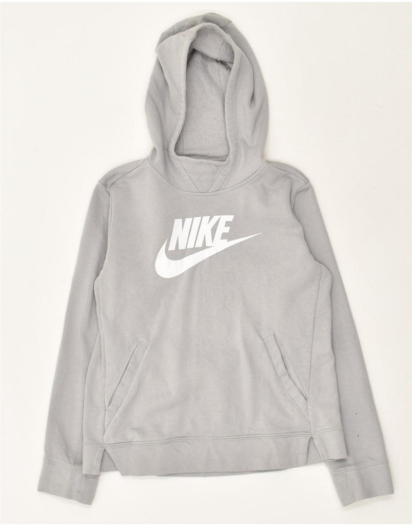 NIKE Boys Graphic Hoodie Jumper 12-13 Years Large Grey Cotton | Vintage Nike | Thrift | Second-Hand Nike | Used Clothing | Messina Hembry 