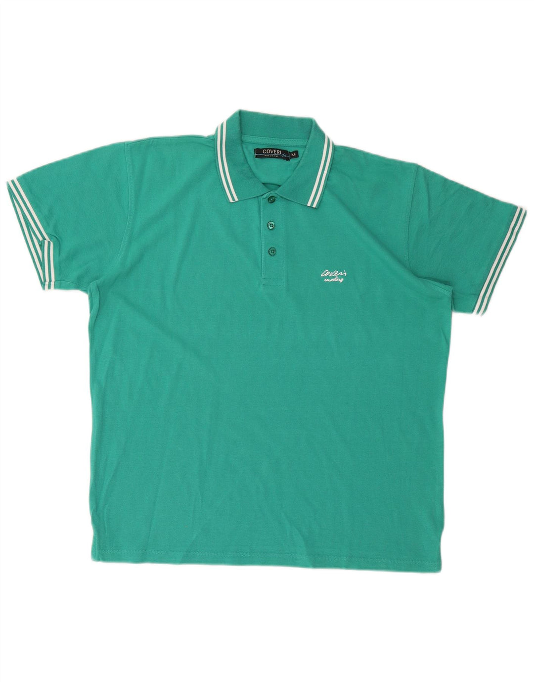 COVERI Mens Polo Shirt XL Green Cotton