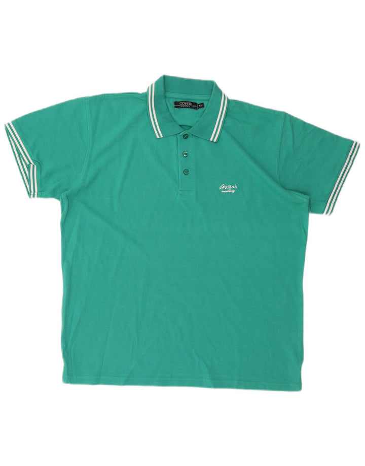 COVERI Mens Polo Shirt XL Green Cotton