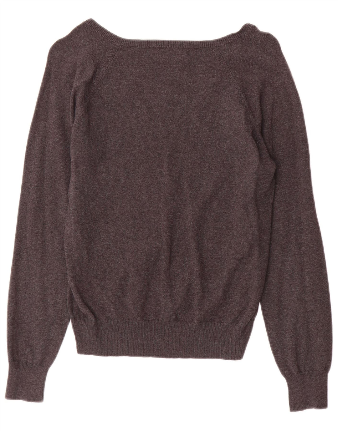 Zara Womens V-Neck Jumper Sweater UK 12 Medium Grey Cotton