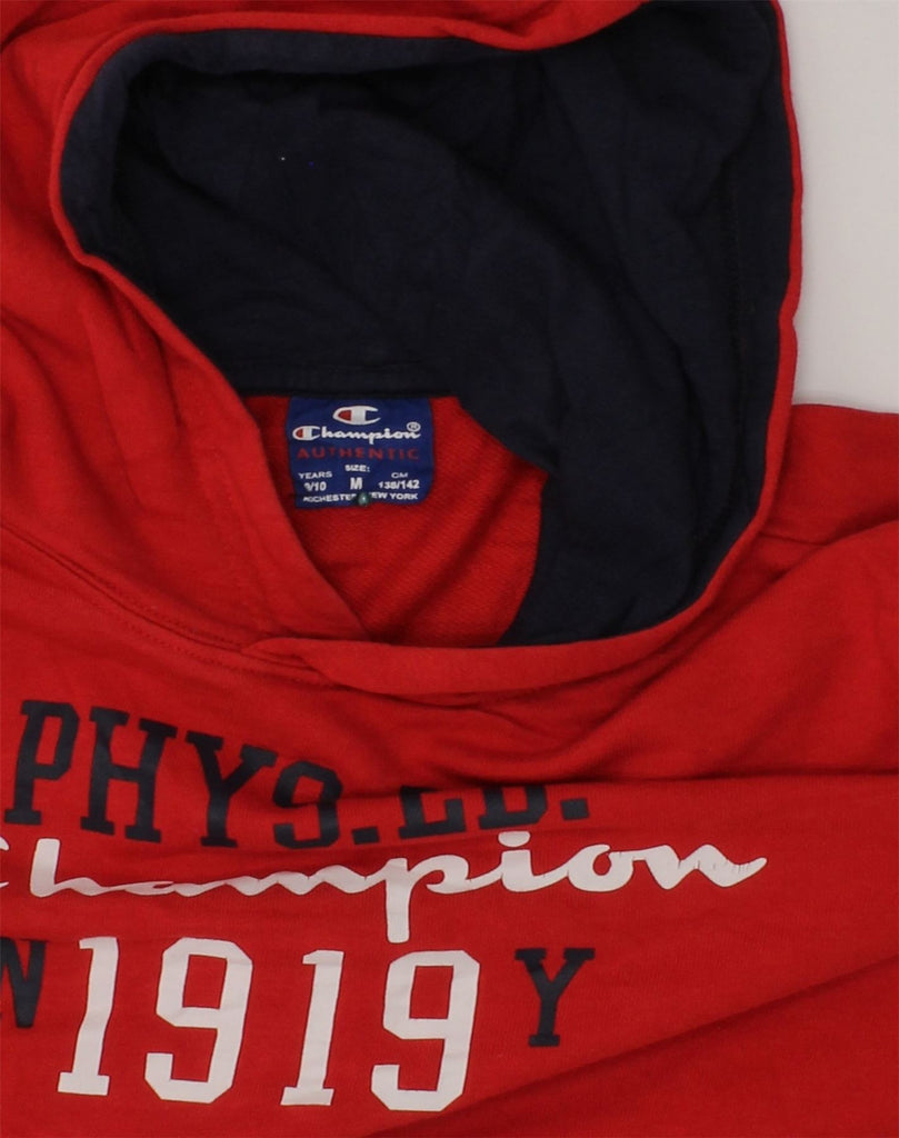 CHAMPION Boys Graphic Hoodie Jumper 9-10 Years Medium Red Cotton | Vintage Champion | Thrift | Second-Hand Champion | Used Clothing | Messina Hembry 