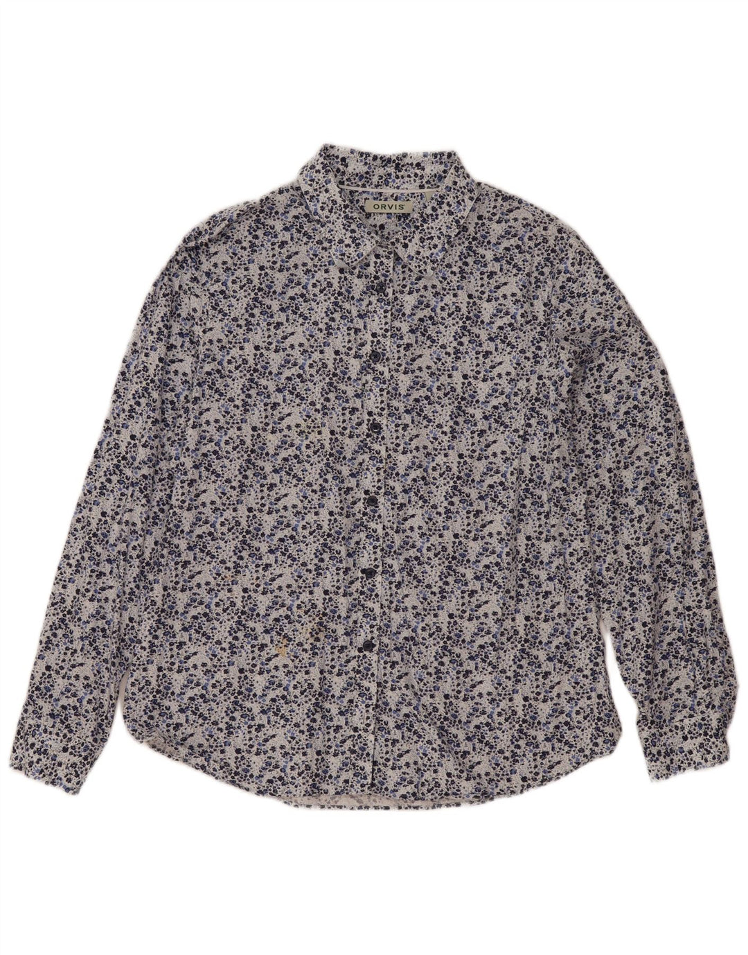 Orvis Womens Shirt UK 14 Large  Blue Floral Cotton
