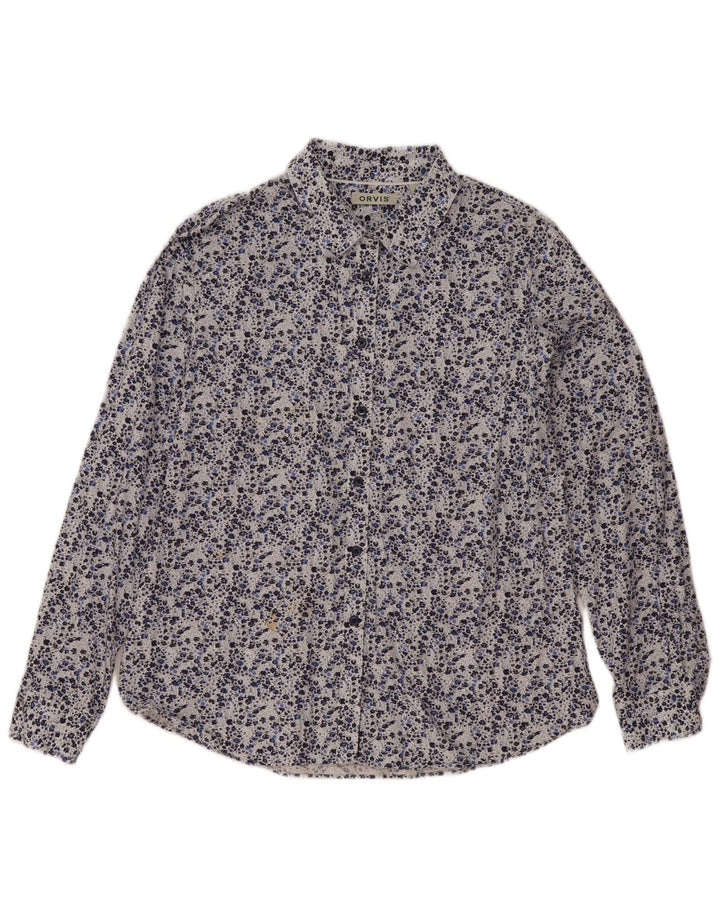 Orvis Womens Shirt UK 14 Large  Blue Floral Cotton