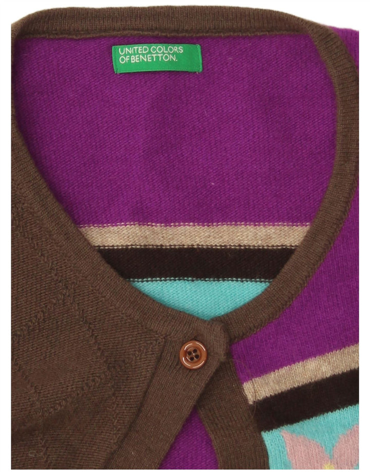 Benetton Womens 3/4 Sleeve Cardigan Sweater UK 12 Medium Multicoloured