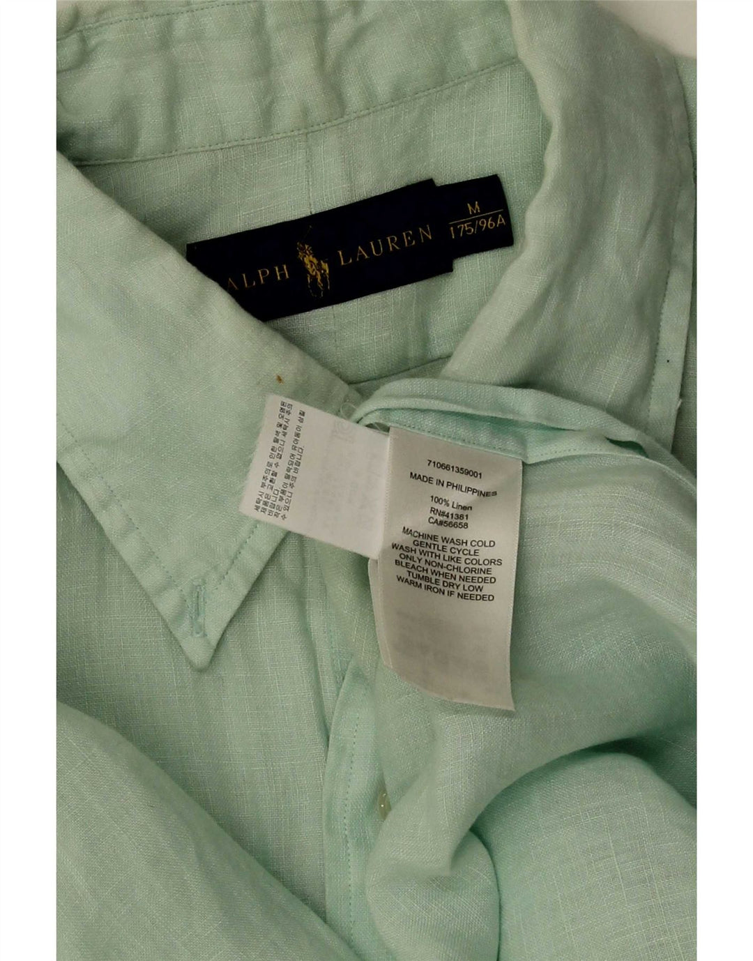 Ralph Lauren Mens Short Sleeve Shirt Medium Green Linen