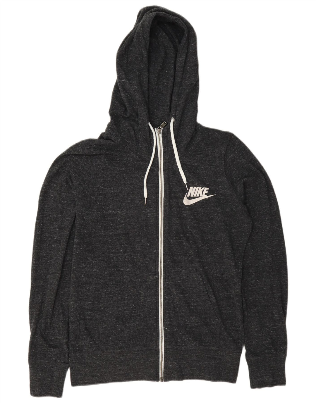 Nike Womens Zip Hoodie Sweater UK 14 Medium Grey Flecked