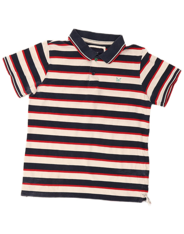 Crew Clothing Mens Polo Shirt Large Navy Blue Striped Cotton