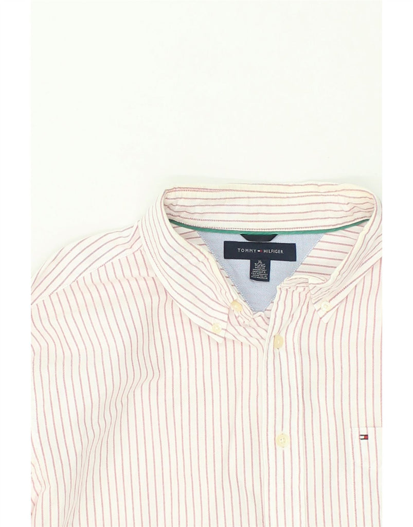 TOMMY HILFIGER Mens Tall Shirt XL White Striped Cotton | Vintage Tommy Hilfiger | Thrift | Second-Hand Tommy Hilfiger | Used Clothing | Messina Hembry 