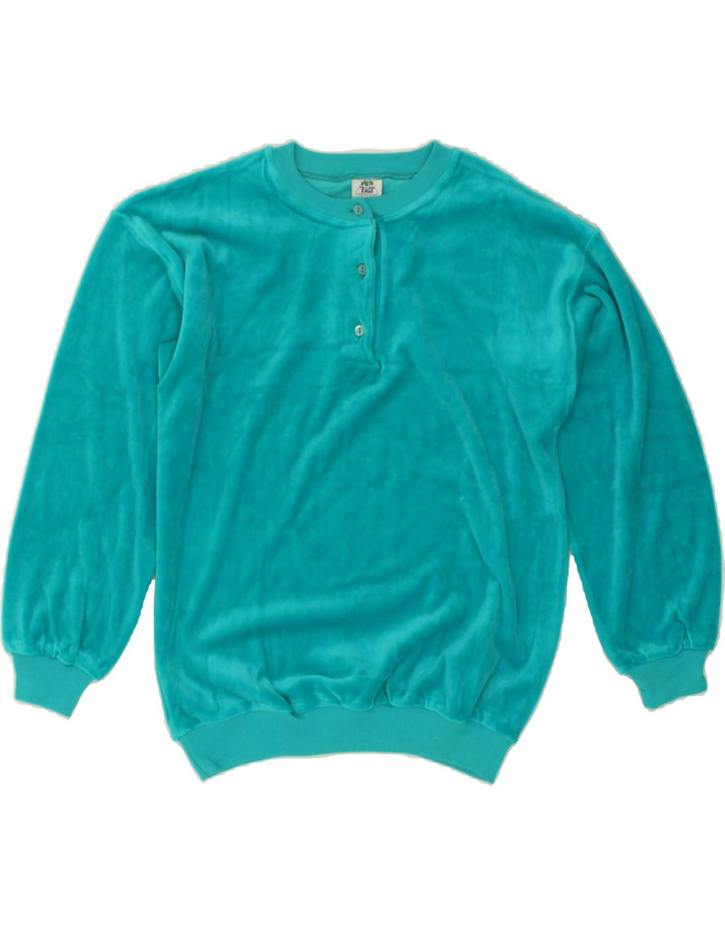 NEW FAST Womens Velour Sweatshirt Jumper EU 36/38 Small Turquoise Cotton Vintage New Fast and Second-Hand New Fast from Messina Hembry 