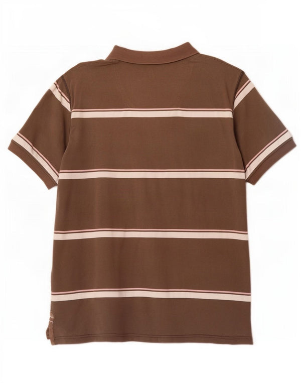 Fat Face Mens Polo Shirt Medium Brown Striped Cotton
