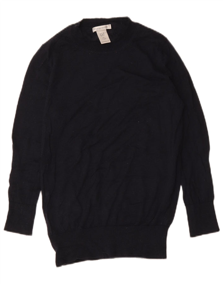 Gap Womens Crew Neck Jumper Sweater UK 10 Small Navy Blue Wool