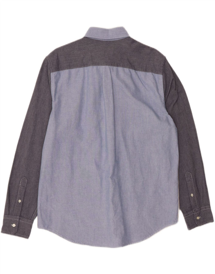 AMERICAN EAGLE Mens Classic Fit Shirt Large Blue Colourblock Cotton Vintage American Eagle and Second-Hand American Eagle from Messina Hembry 