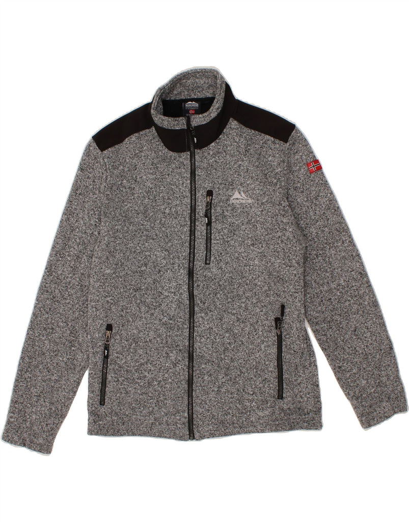 NORDBERG Womens Outdoor Graphic Bomber Jacket UK 18 XL Grey Colourblock Vintage Nordberg and Second-Hand Nordberg from Messina Hembry 