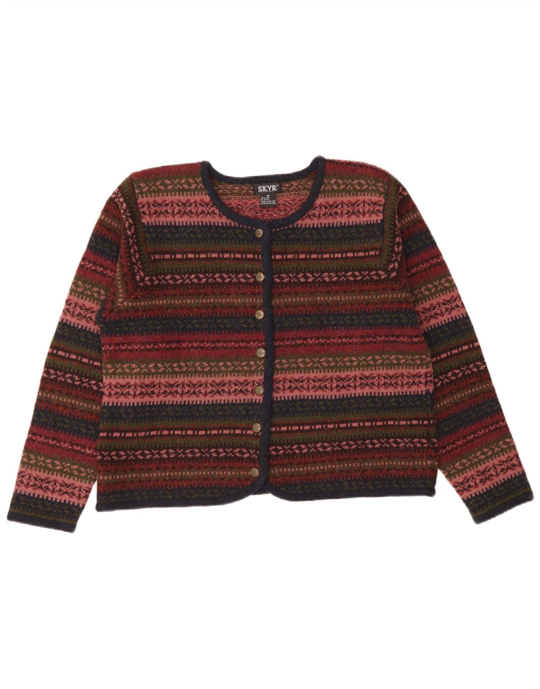 Vintage Womens Cardigan Sweater UK 14 Medium Multicoloured Fair Isle Wool