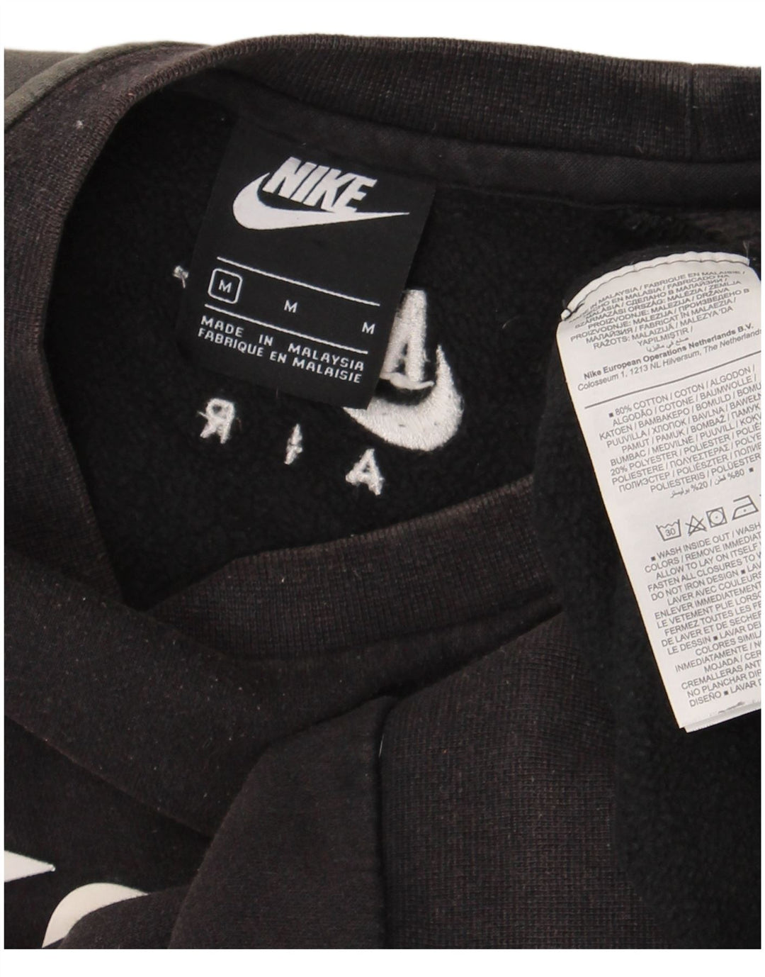 Nike Mens Graphic Sweatshirt Jumper Medium Black Cotton