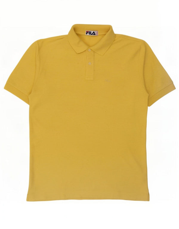 Fila Mens Polo Shirt IT 50 Medium Yellow Cotton