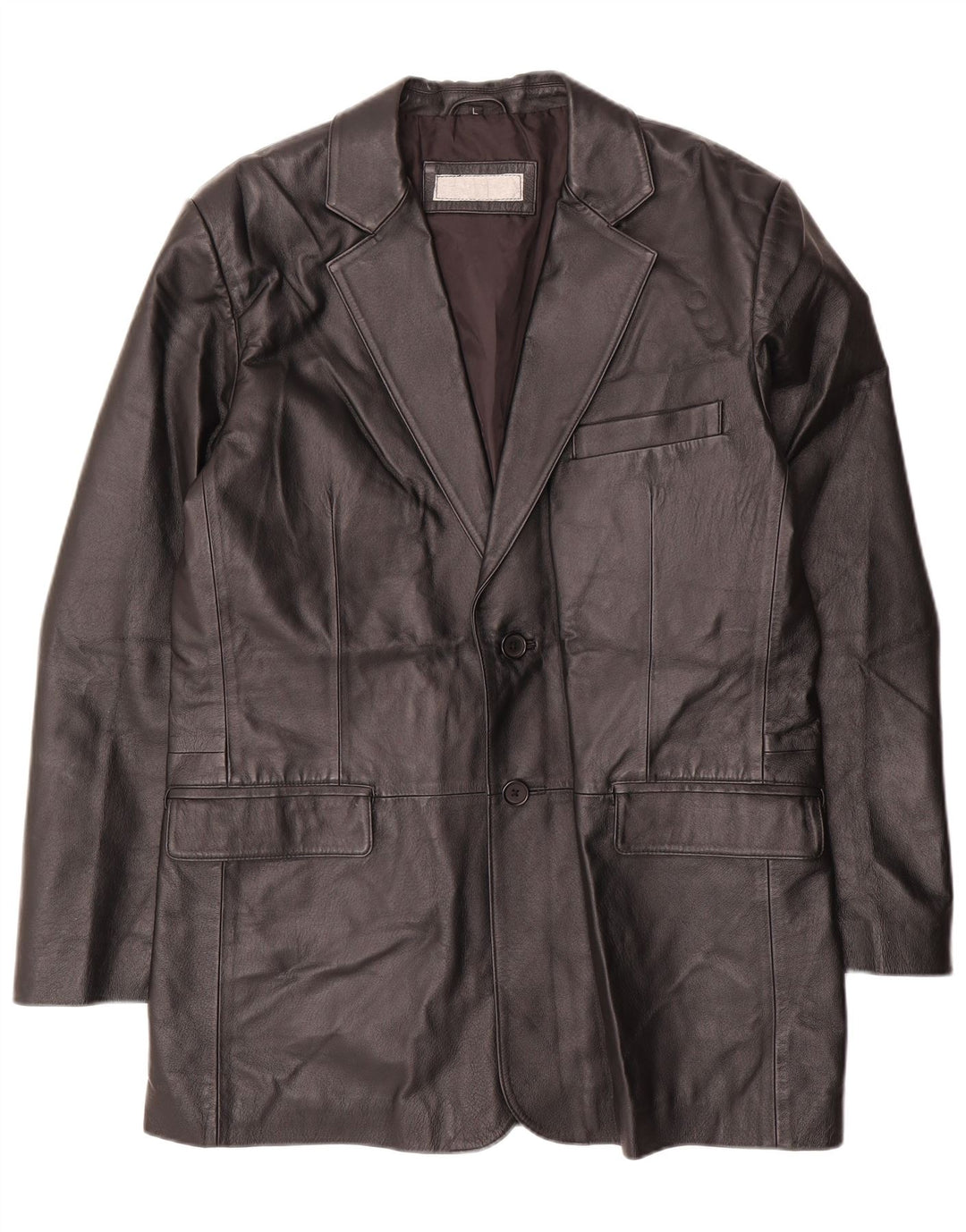 VINTAGE Mens 2 Button Leather Blazer Jacket UK 40 Large Black