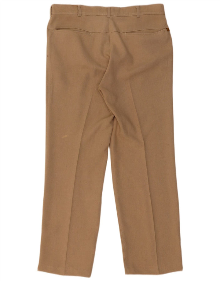 Farah Mens Straight Casual Trousers W34 L29 Beige Polyester