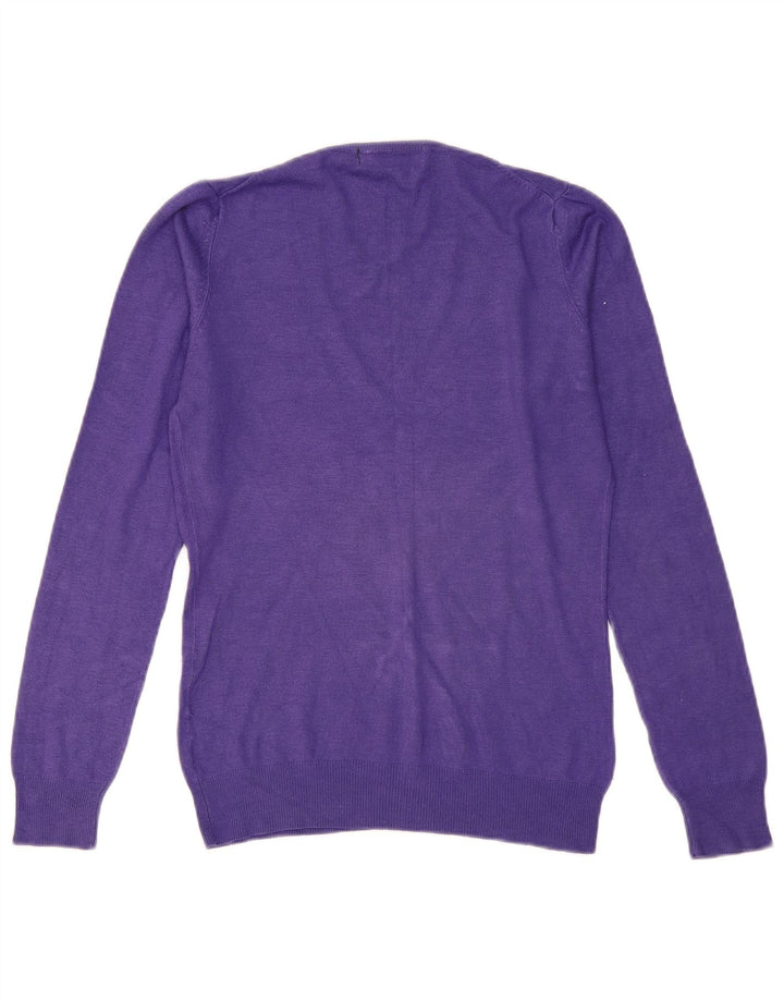 Zara Womens V-Neck Jumper Sweater UK 12 Medium Purple Viscose