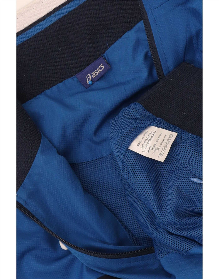 Asics Mens Bomber Jacket UK 42 XL Blue Colourblock Polyester