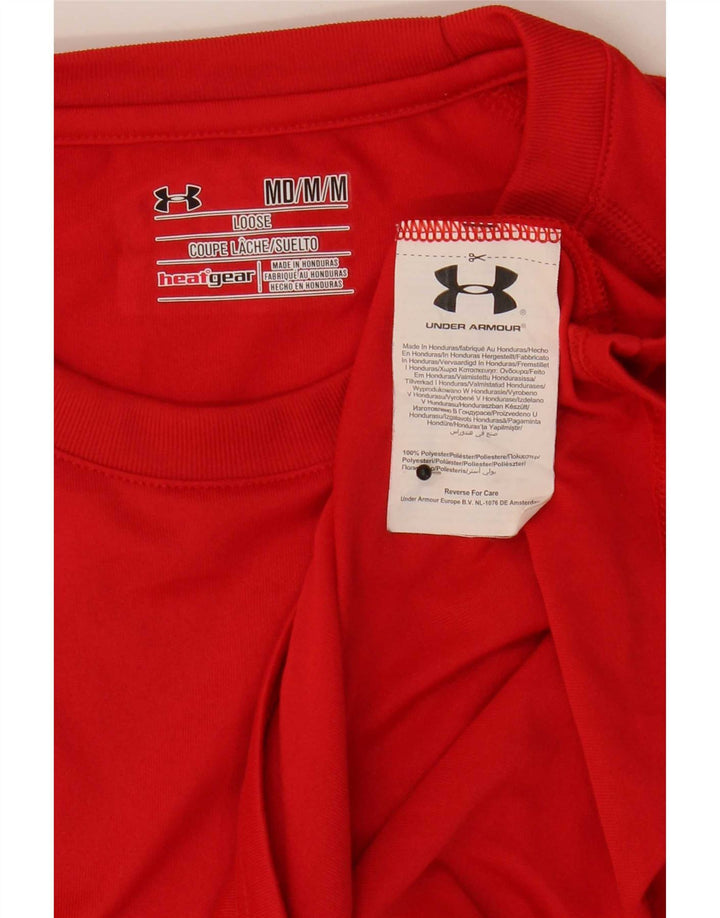 Under Armour Mens Heat Gear T-Shirt Top Medium Red Polyester