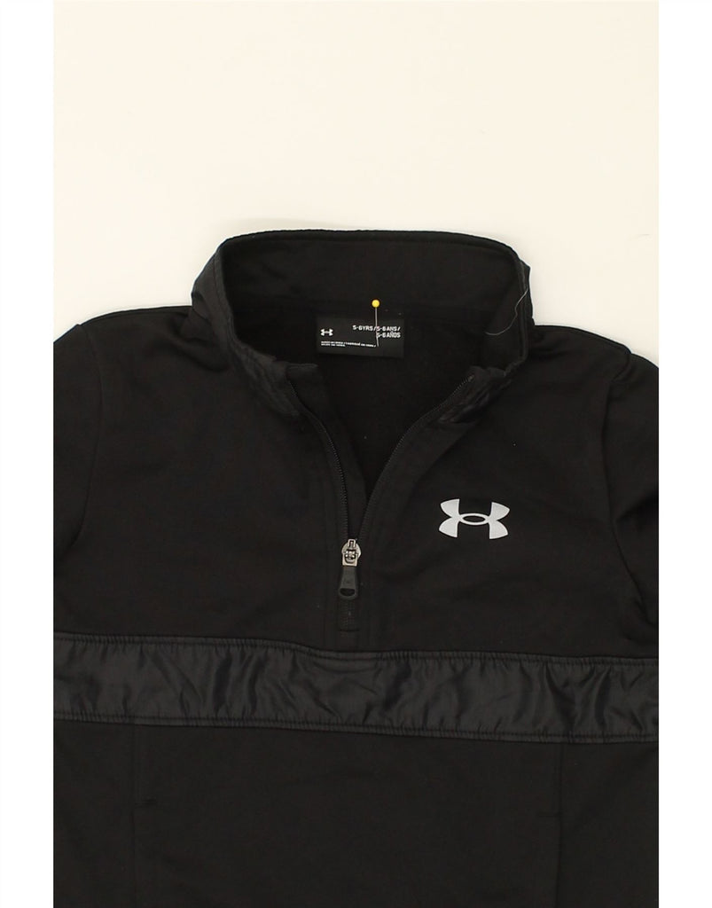 UNDER ARMOUR Boys Zip Neck Sweatshirt Jumper 5-6 Years Black Polyester | Vintage Under Armour | Thrift | Second-Hand Under Armour | Used Clothing | Messina Hembry 