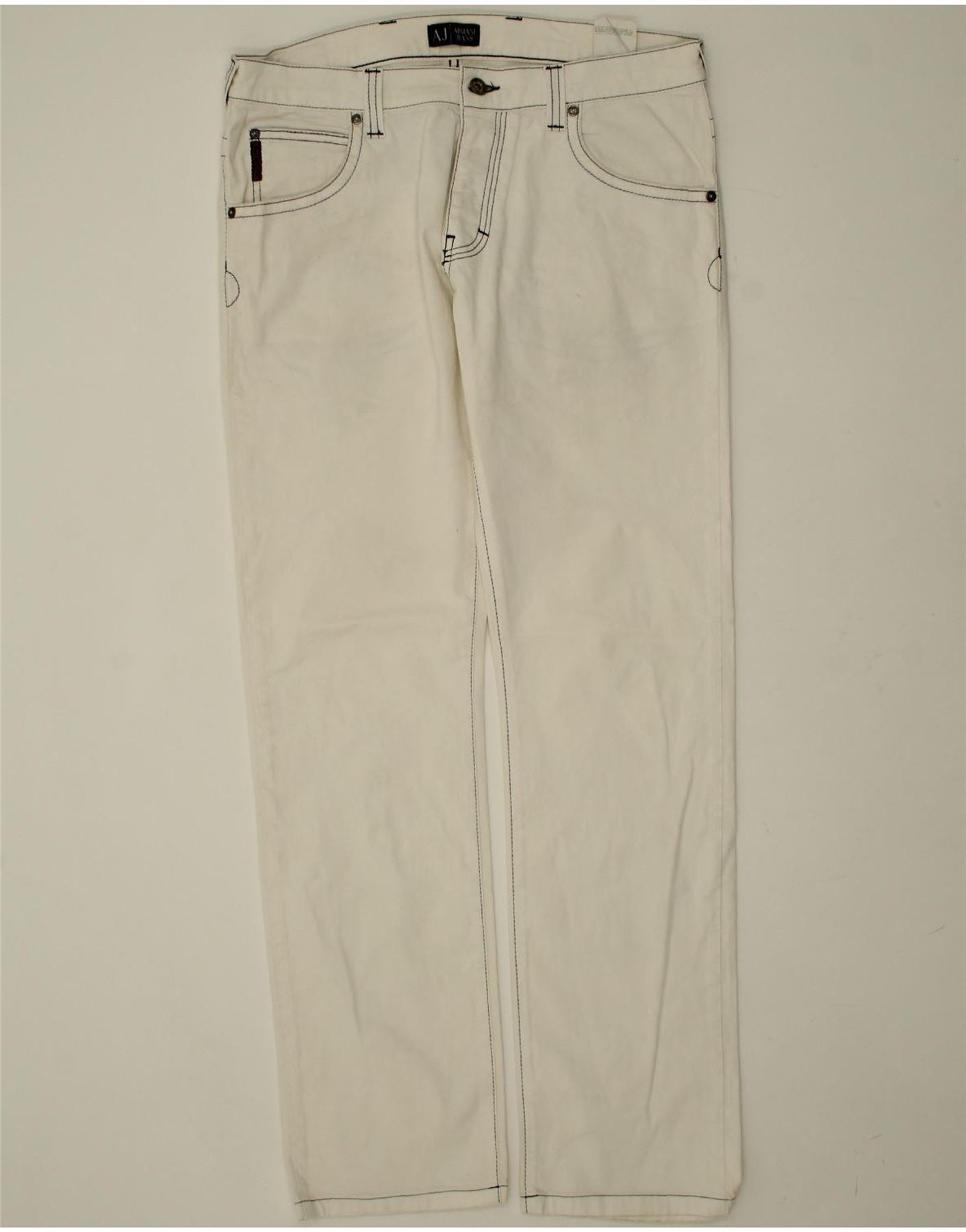 Mens white armani jeans hotsell