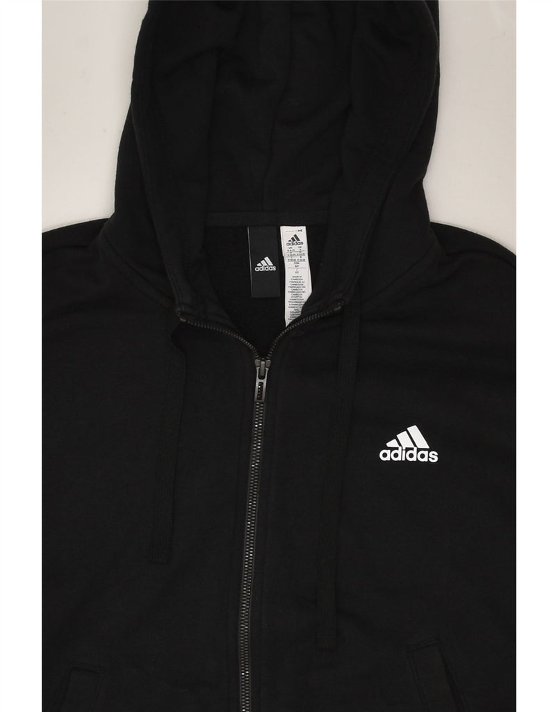 ADIDAS Womens Zip Hoodie Sweater UK 8-10 Small Black Cotton | Vintage Adidas | Thrift | Second-Hand Adidas | Used Clothing | Messina Hembry 