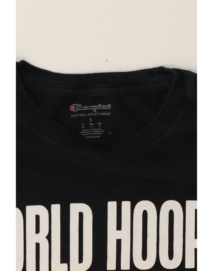 CHAMPION Mens Graphic Top Long Sleeve Small Black Vintage Champion and Second-Hand Champion from Messina Hembry 