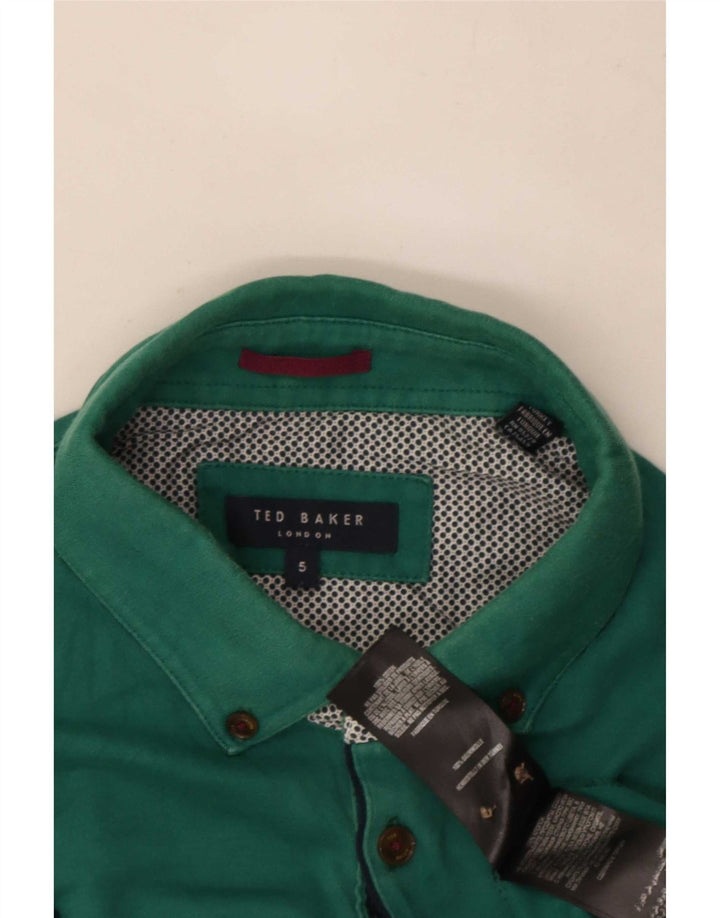 Ted Baker Mens Polo Shirt Size 5 XL Green Cotton
