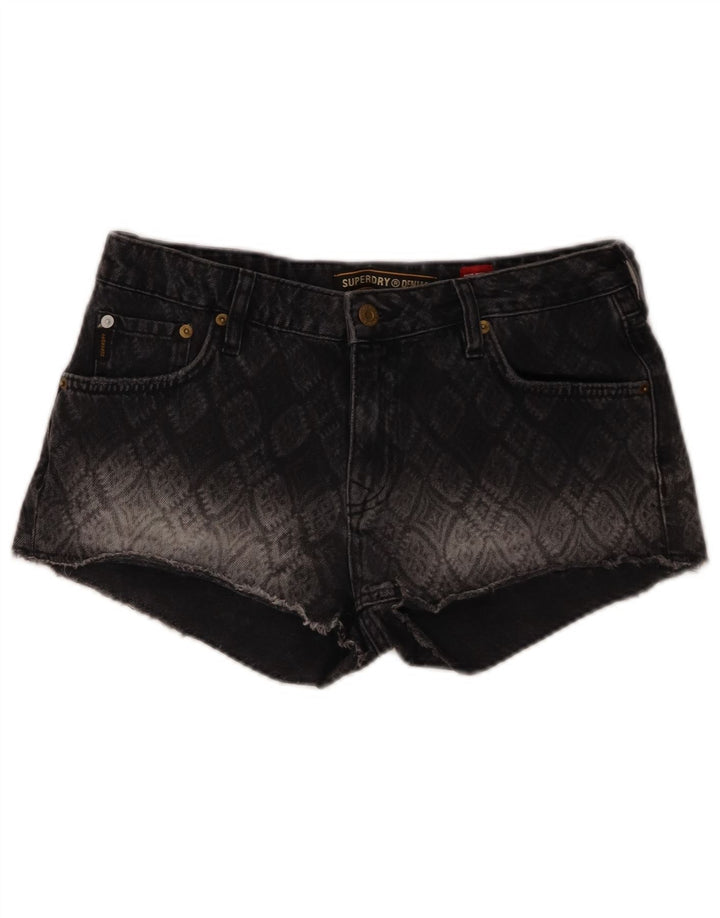 Superdry Womens Denim Shorts W29 Medium Grey Geometric Cotton