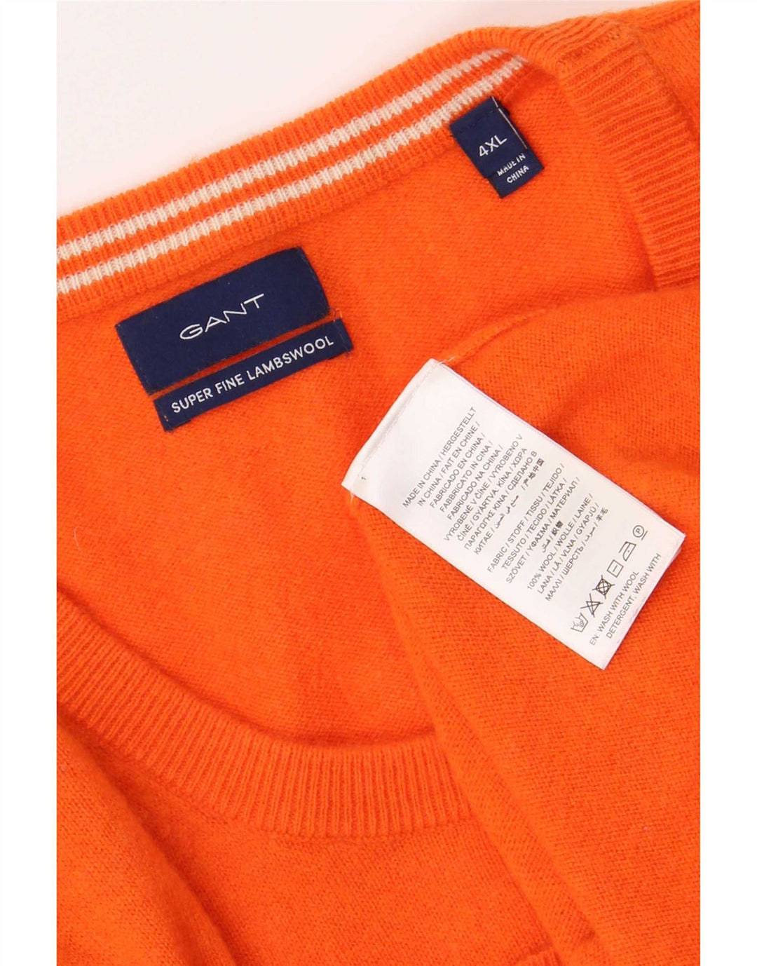 Gant Mens Crew Neck Jumper Sweater 4XL Orange Lambswool