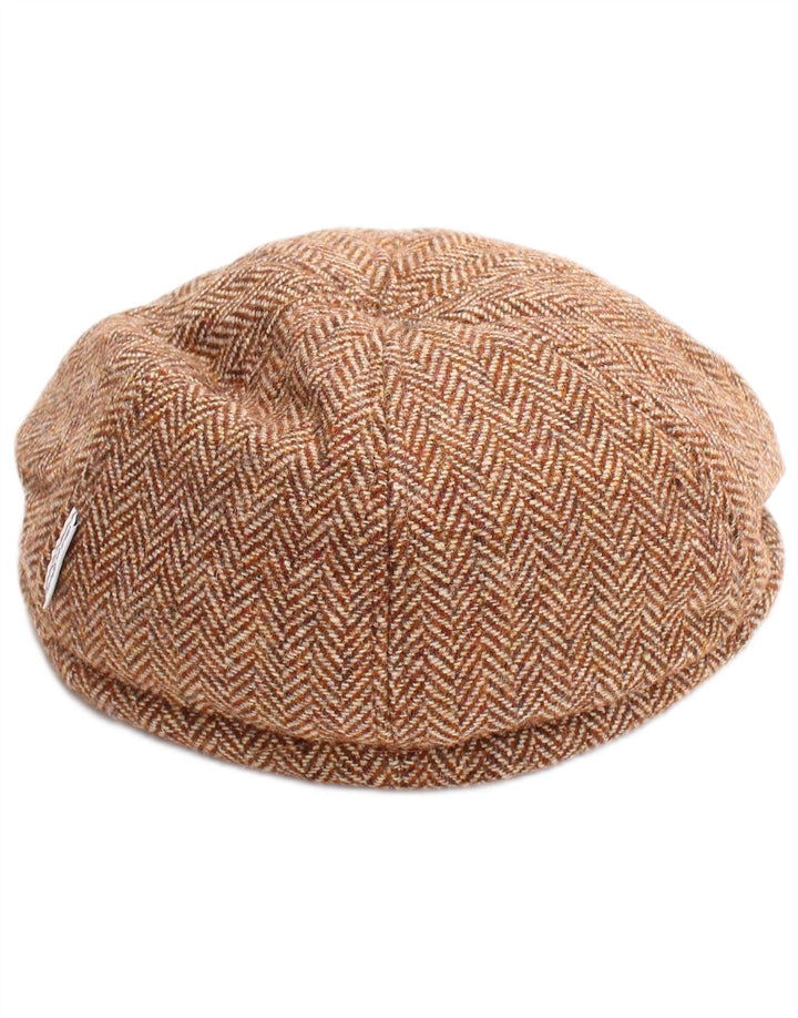 Conte of Florence Mens Flat Cap Medium Beige Herringbone Classic