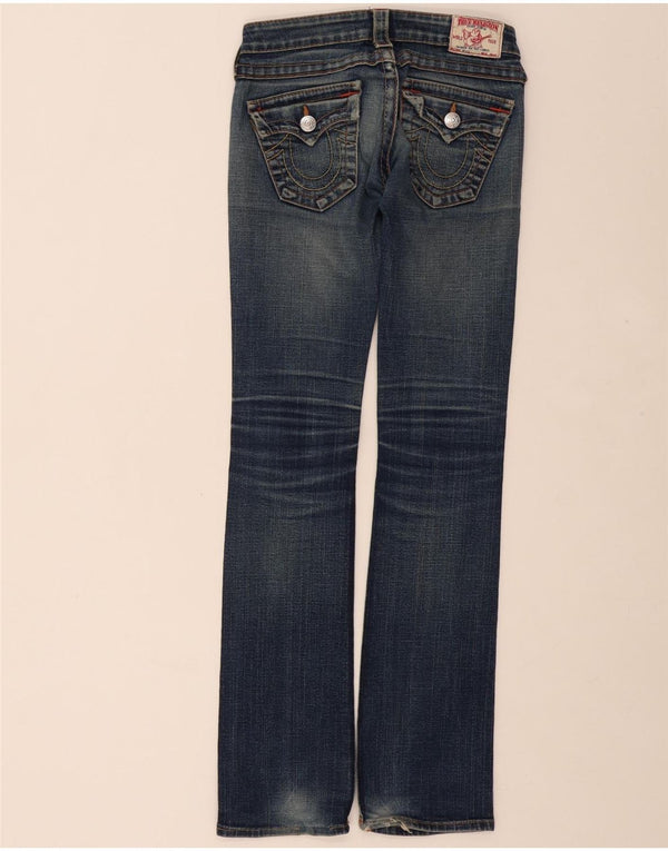TRUE RELIGION Womens Straight Jeans W24 L32 Navy Blue Cotton