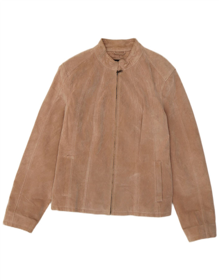 Zarro Womens Suede Bomber Jacket IT 52 2XL Beige Leather