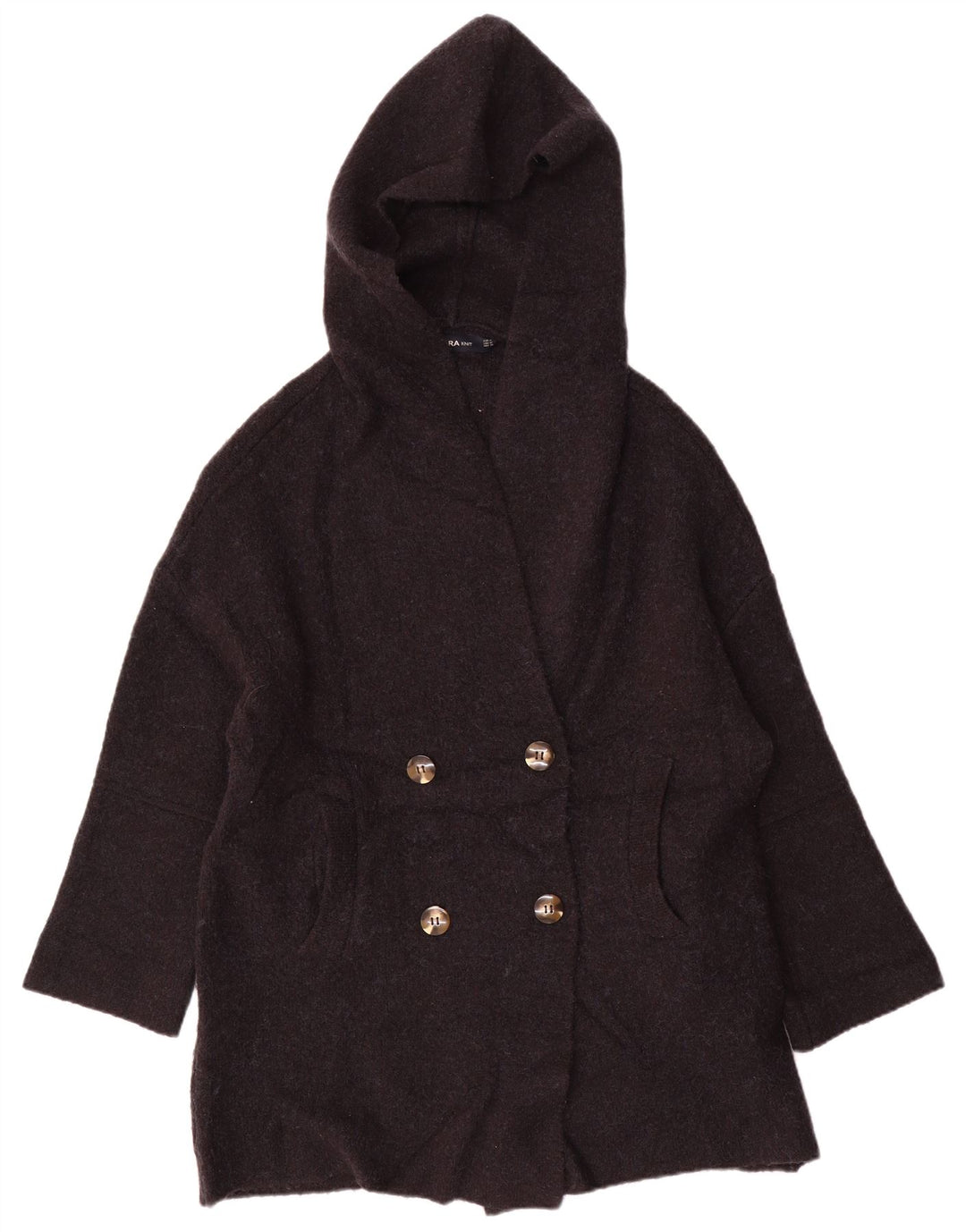 Zara Womens Oversized Hooded Cardigan Sweater UK 14 Medium Navy Blue