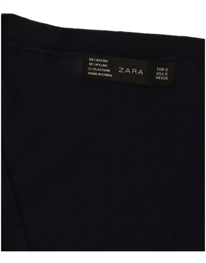 Zara Womens Cardigan Sweater UK 10 Small Navy Blue Rayon
