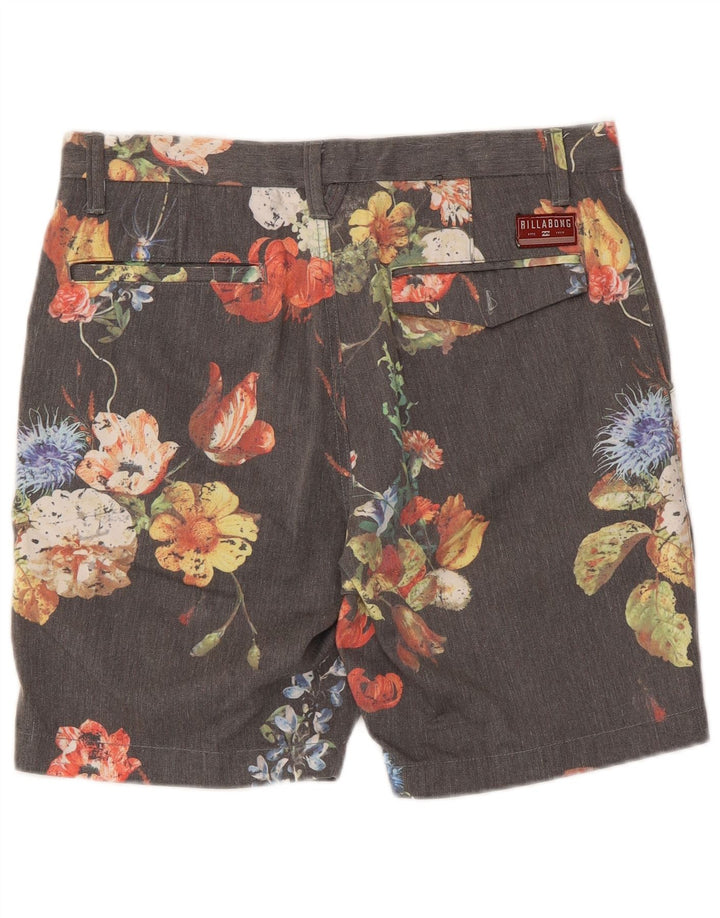 Billabong Mens Chino Shorts W30 Medium Grey Floral Polyester