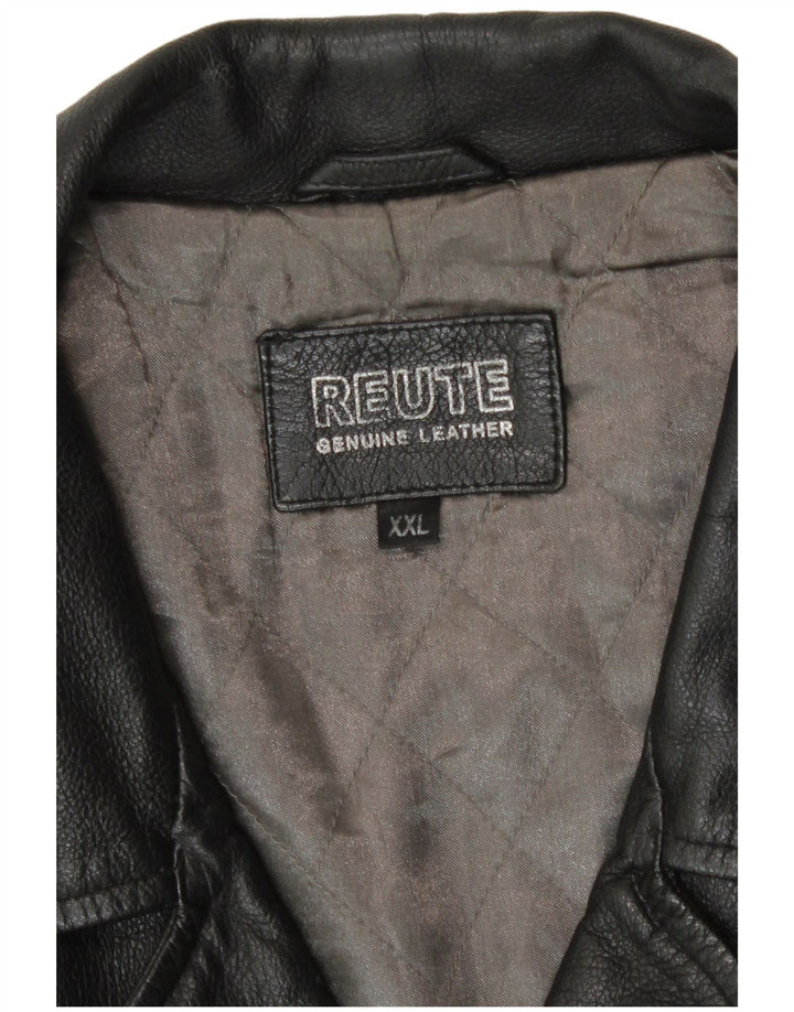 Vintage Mens Leather Jacket UK 44 2XL Black Leather