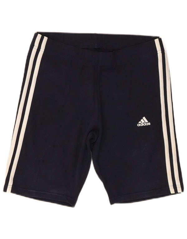 ADIDAS Womens Sport Shorts UK 12/14  Medium  Navy Blue Cotton