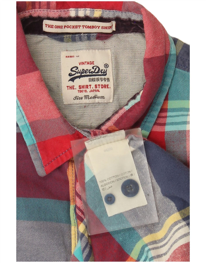 Superdry Womens Flannel Shirt UK 14 Medium Multicoloured Check Cotton