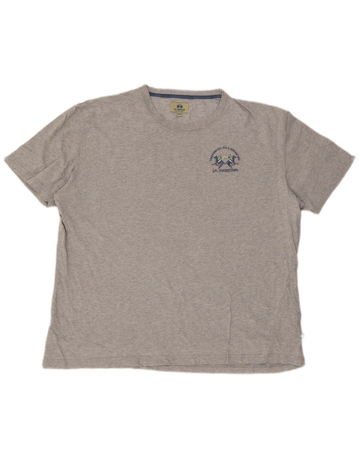 La Martina Mens T-Shirt Top 4XL Grey Flecked