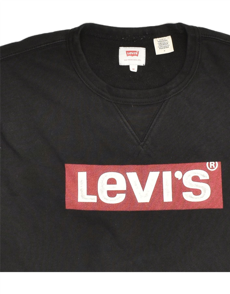 LEVI'S Mens Graphic Sweatshirt Jumper Medium Black Cotton | Vintage Levi's | Thrift | Second-Hand Levi's | Used Clothing | Messina Hembry 