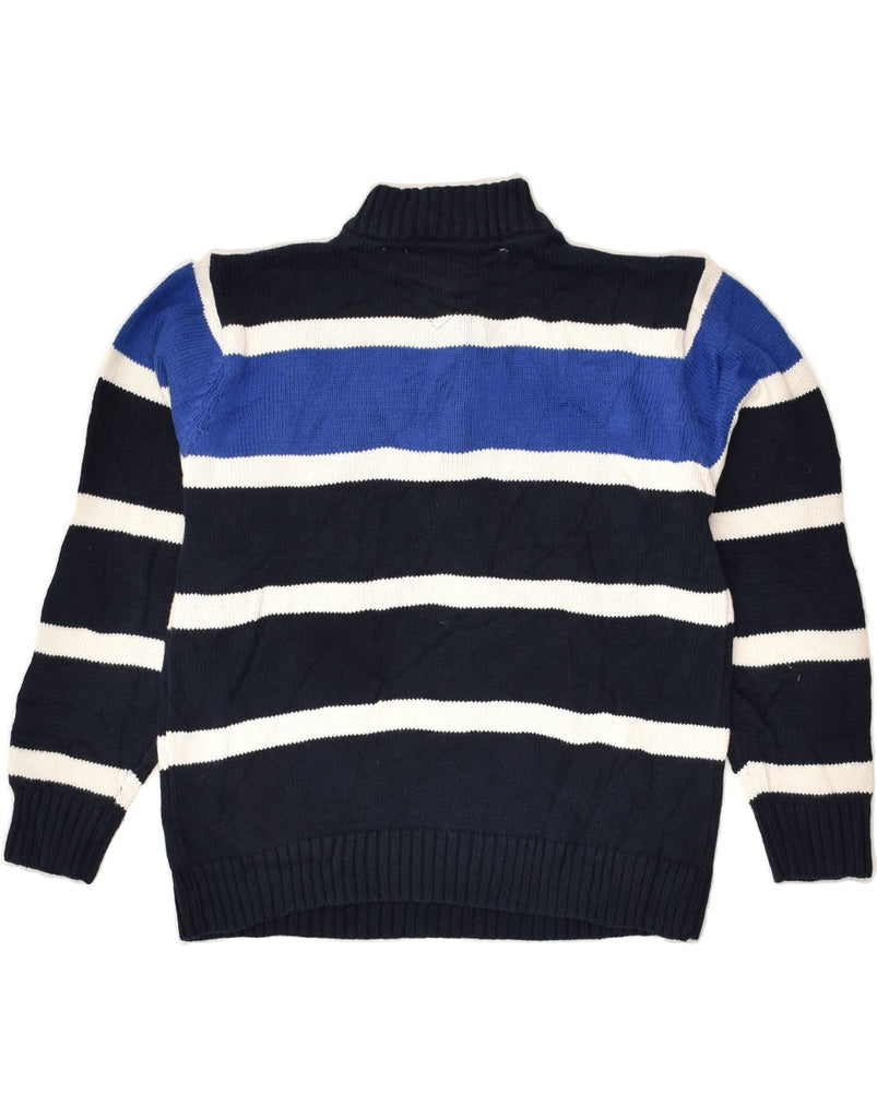 TOMMY HILFIGER Boys Zip Neck Jumper Sweater 6-7 Years Navy Blue Striped | Vintage Tommy Hilfiger | Thrift | Second-Hand Tommy Hilfiger | Used Clothing | Messina Hembry 