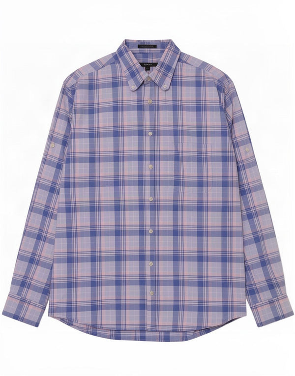 Gant Mens Regular Fit Shirt Large Blue Check Cotton