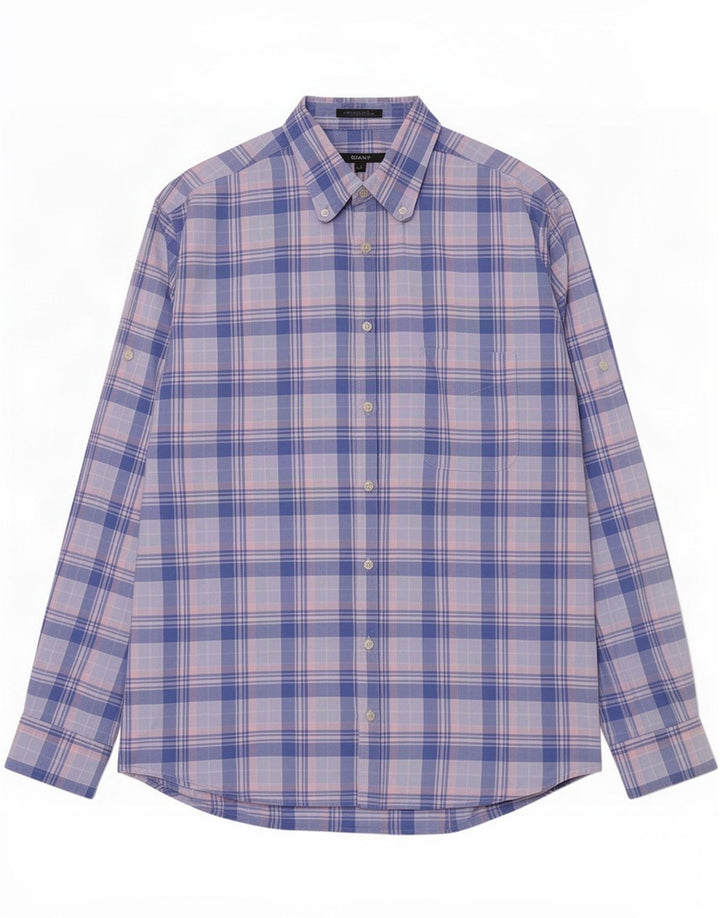 Gant Mens Regular Fit Shirt Large Blue Check Cotton